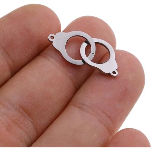 5pcs/lot Charms Handcuffs Freedom Stainless Steel Polishing Making Pendant DIY Bracelet Necklace Connectors Jewelry Supplies