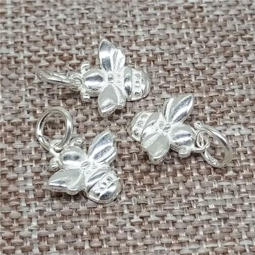 925 Sterling Silver Shiny Bee Charms for Necklace Bracelet Earring
