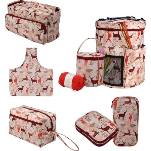 7 Styles Wool Storage Bag Giraffe Knitting Bag Household Crochet Hook Knitting Needles Sewing Tool Organizer For Christmas Gift