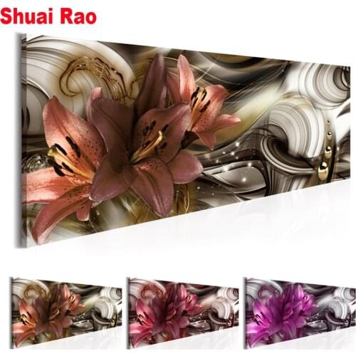 Puplre Lilies diamond embroidery 5d diy diamond painting cross stitch full square round diamond embroidery flowers large decor