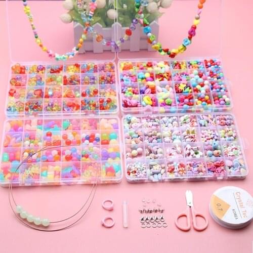 Beads Toys Grids Jewelry Making Toys Handmade DIY Beaded Educational Accessory Set for Children Girl Kids Gfits