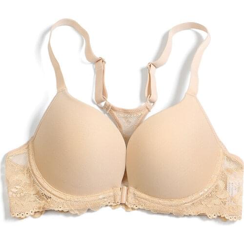 New Arrival Women Bra Push Up Bras Underwire Thin Padded Underwear Lace Back Y-line 30 32 34 36 38 40 42 44 A B C D E Cups