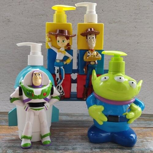 Disney Toy Story Spiderman 320ml Shampoo Bottle Movie Woody Buzz Lightyear Alien Model Toy Box lotion hand soap bottled
