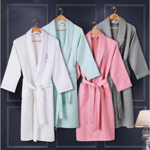 Hot Selling Mens 100% Cotton Sweat Summer Waffle Bath Robe Japanese Kimono Robes Men Dressing Gown Bathrobe Men Sleeping Robes