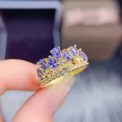 Fashion 3*4 Natural Tanzanite S925 Sterling Silver Womens Ring Fine Charming Weddings Jewelry MeiBaPJFS