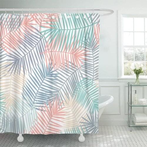 Beautiful and Colorful Pattern Featuring Coral Blue Yellow Purple Shower Curtain Waterproof Fabric 72 x 78 Inches Set with Hooks