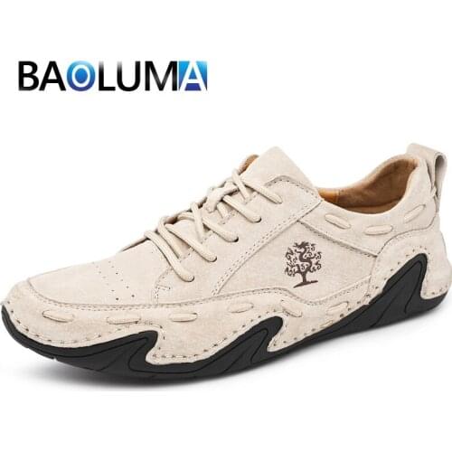 Mens Casual Shoes Suede Leather Breathable Outdoor Mens Sneakers Handmade Non-slip Mens Driving Shoes Walking Flats Hot Sale