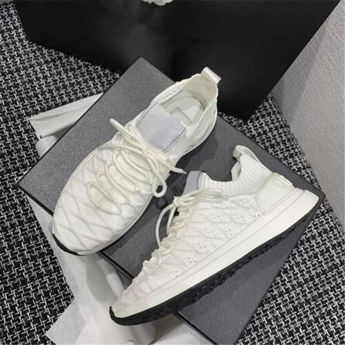 Zwart Wit Ademend Vrouwen Sneakers Fashion Lace Up Gebreide Sokken Schoenen Comfortabkle Wandelen Running Schoenen Voor Vrouwen