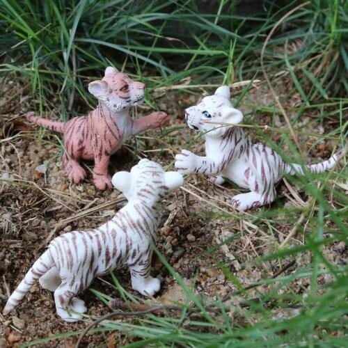 Simulation Wild Animal Big and Small Male and Female Tigers DIY Zoo Series PCV Doll Model Action Figures Toys for Children Kids