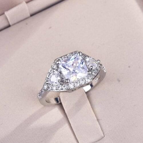 Fashion Square Rings Promise Eternity Wedding Jewelry Inlay Dazzling Moissanite For Women Elegant Engagement Ring
