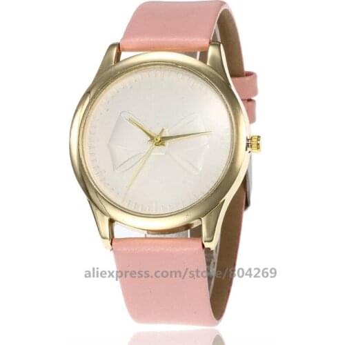 Wholesale hot fashion girls women students colorful bowknot leather watch ladies quartz gift wrist watches 919805