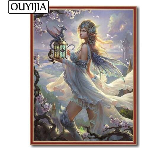 OUYIJIA Dragon Beauty 5D DIY Diamond Painting Square Embroidery Diamond Rhinestone Mosaic Spirit Scenery Decoration CrossStitch
