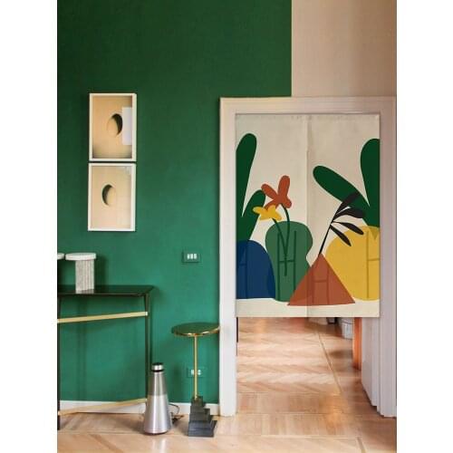 Cotton Linen Half Curtain Europe INS style Floret modern simple door curtain Kitchen Bedroom Partition Curtain home decoration