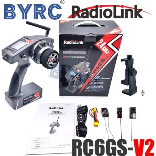 Radiolink RC6GS V2 2.4G 6 Channel Radio Transmitter And Receiver R7FG with Gyro Remote Controller for RC Car Boat Crawler Tank
