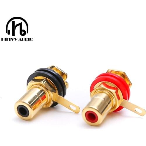 RCA socket power amplifier rca 4pcs/set signal line connector adapter RCA lotus head copper gold plated RCA connectors
