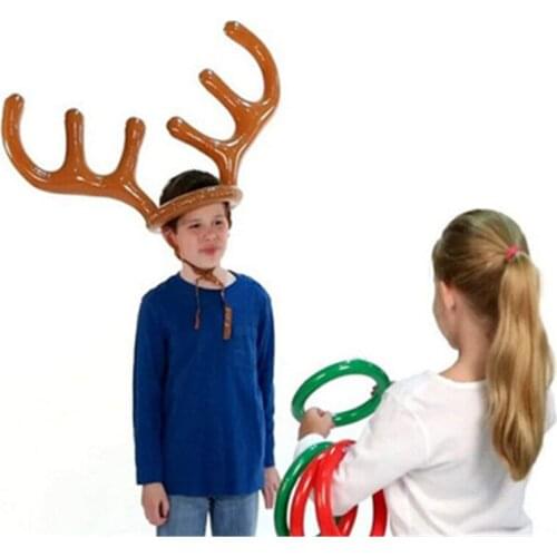 Christmas Game Inflatable Santa Funny Reindeer Antler Hat Ring Toss Christmas kids Gift New Year Christmas Outdoor Inflated toys