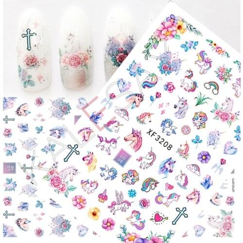 DIY Nail Art Stickers on Nails Decorations Manicure Design Unicorn Nail Stickers Back Glue Adhesive 3D Foil Nail Art Accessories