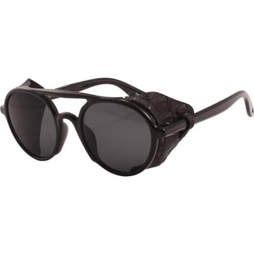 Agstum Retro Round Steampunk Sunglasses Vintage Goggles Sunglass Steam Punk Sun glasses Classical Glasses