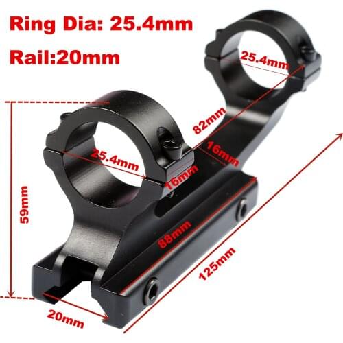 Tactical 1" Cantilever Dual Ring Scope Rings 20mm Picatinny Rail Scope Mount For Rifle Scope