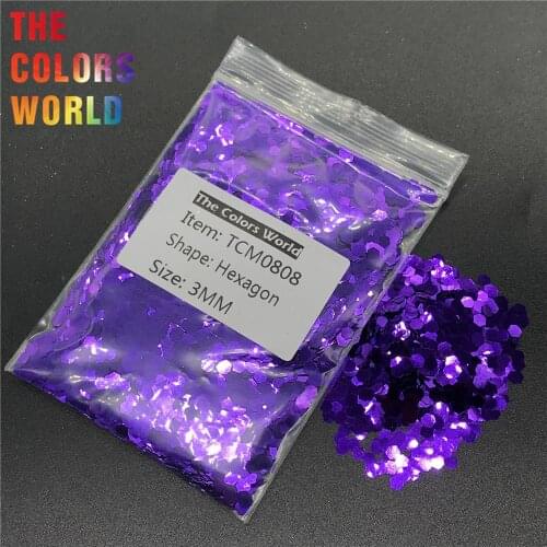 TCM0808 Deep Purple Color Metallic Luster Hexagon Shape Nail Glitter Nail Art Decoration Makeup Body Glitter Henna Handwork DIY