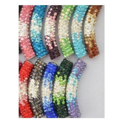 Ujhh black blue discount mixed multi color micro pave long bending tube crystal gradual crystal beads