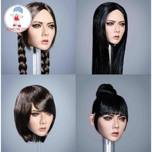 YMTOYS 1/6 YMT060 Female Head Sculpt beautiful girl long short Hair head carving model Fit 12" PH TBLeague action figure Body