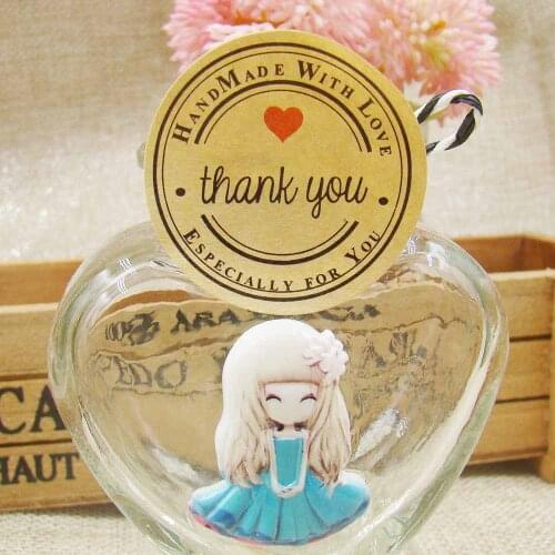 1000pcs Heart Shape Kraft Seal Label Sticker Thank You Sticker Kraft Stickers For Party Favor Gift Bag Candy Box Decor 4 design