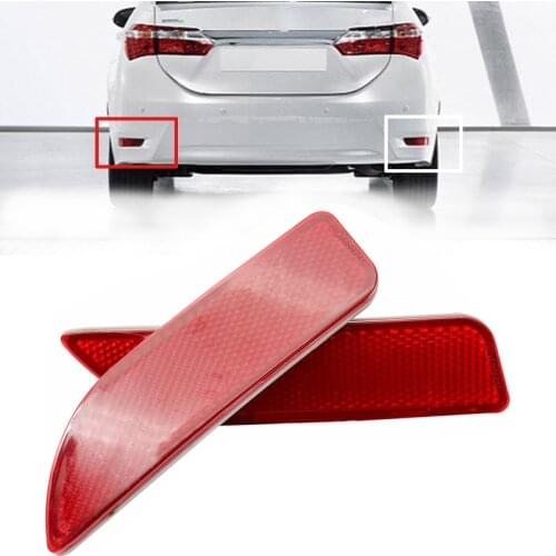 2Pcs Car Tail Rear Bumper Reflector For Toyota Corolla (US) 2011-2013 8191002130 8192002030 Red ABS Brake Light Driving Lamp