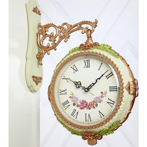 Silent Modern Luxury Wll Clock Double Sided Vintage Silent Kitchen Wall Clock Nordic Metal Big Horloge Murale Home Decor JJ60WC