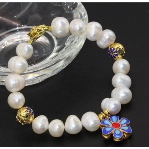 Free shipping natural white cultured freshwater 10-11mm pearl unique design clasp bracelets women elegant jewelry 7.5inch B2756
