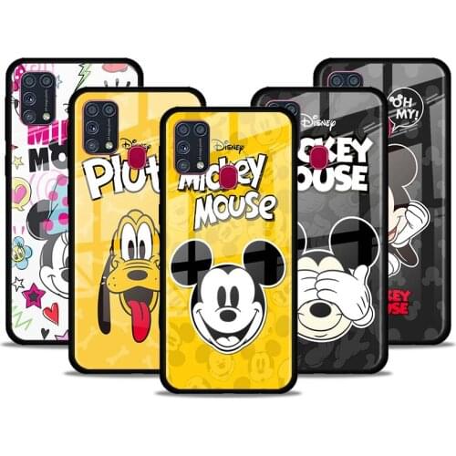 Lovely Disney Mickey for Samsung Galaxy S21 Ultra A71 A51 4G 5G A91 A81 A41 A31 A21 A11 A01 Tempered Glass Phone Case
