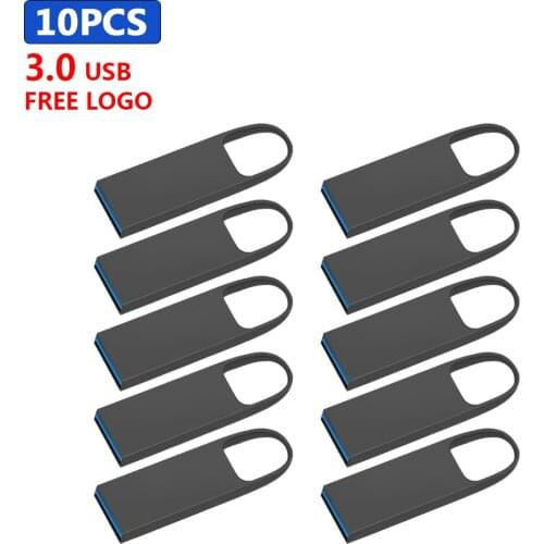 Bulk 10pcs free Custom logo USB 3.0 Flash Drive USB Pen Drive 8GB 16GB 32GB 64GB Metal Pendrive Waterproof Flash Drive For gift