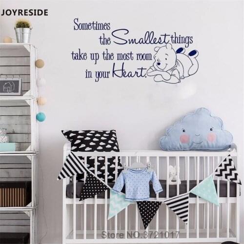 JOYRESIDE Sometimes The Smallest Thing Quotes Wall Decal Bear Cute Vinyl Sticker Home Kids Bedroom Decor Interior Design A663