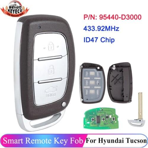 KEYECU 95440-D3000 Keyless Entry Go for Hyundai Tucson 2014 2015 433MHz ID47 Proximity Smart Remote Car Key 3 Button Replacement