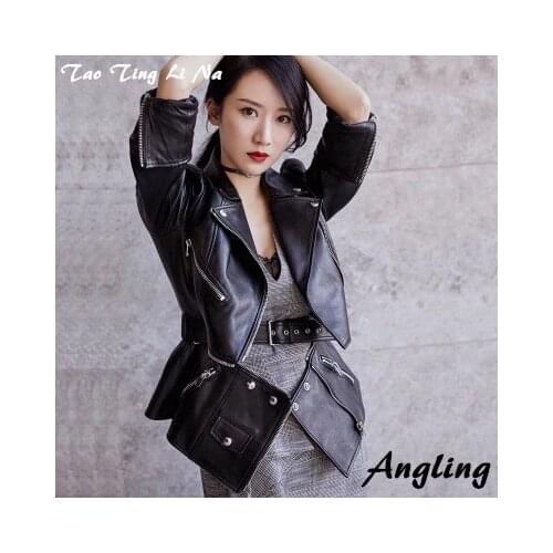 Top brand Spring 2020 Women Genuine Real Sheep Leather Jacket E45 high quality