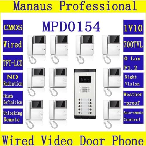 Hot Sale 1V10 Smart Home 4.3 " Digital Color TFT LCD Multi-storey Residential Buildings With Straight-touch Video Intercom D154b