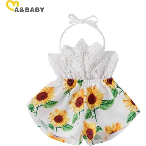 Ma&Baby 0-24M Summer Flower Baby Girl Rompers Newborn Infant Girls Sunflower Jumpsuit Lace Playsuit Clothing Costumes