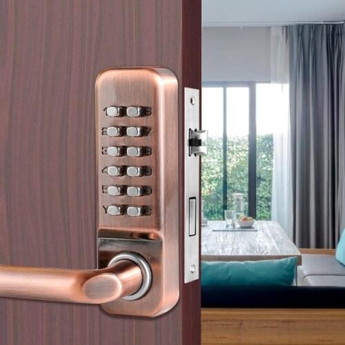 Mechanical Digital Password Code Door Lock Waterproof Smart Door Handle Locks Household Security Keyless Keypad Push Button lock