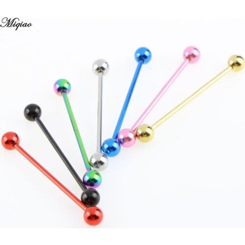 Miqiao 2pcs Explosive New Product Stainless Steel Long Rod Industrial Earrings, Exquisite Body Piercing Jewelry
