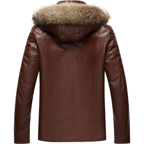 Genuine Leather Mens Wool Liner Short Winter Jacket Men Raccoon Fur Collar Sheepskin Coat LSY080033 MY1156