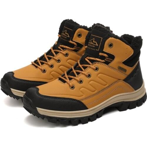 Men Outdoor Winter Snow Ankle Boots Non-slip Short Plush Warm Walking Male Casual Flat Shoes Sneakers Fashion Plus Size 37-47