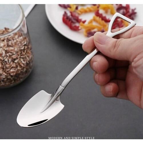 1 piece Stainless Steel Coffee Spoon Cutlery Set Retro Iron Shovel Ice Cream Spoon Scoop Creative Spoon tea-spoon Tableware