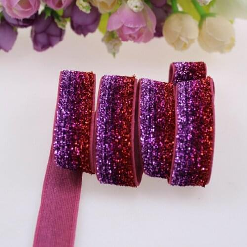 New! 5/8" Glitter elastic velvet ribbon, #B-10, 50 yards per lot