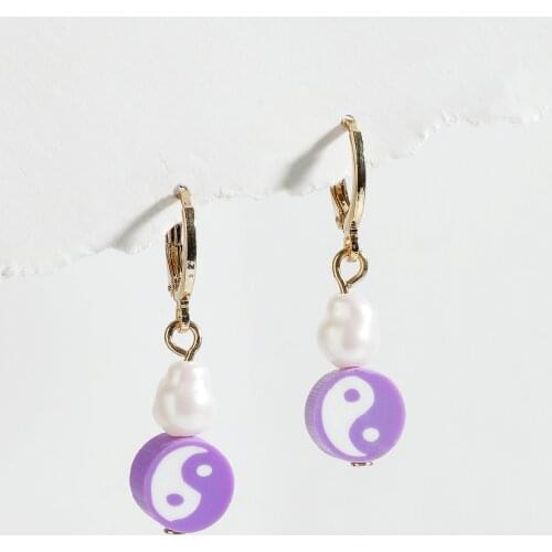 New INS Purple Yin Yang Earrings for Women Punk 80s Aesthetic Vintage Harajuku Goth Earring Charms Y2K Jewelry Handmade Gift New