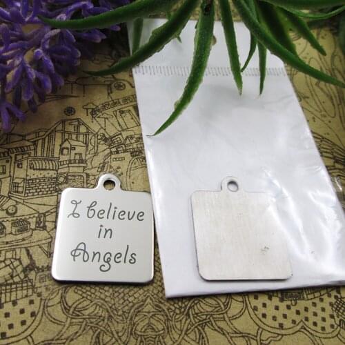 10pcs--"I believe in Angels"stainless steel charms 5 styles for choosing DIY Charms for necklace bracelets