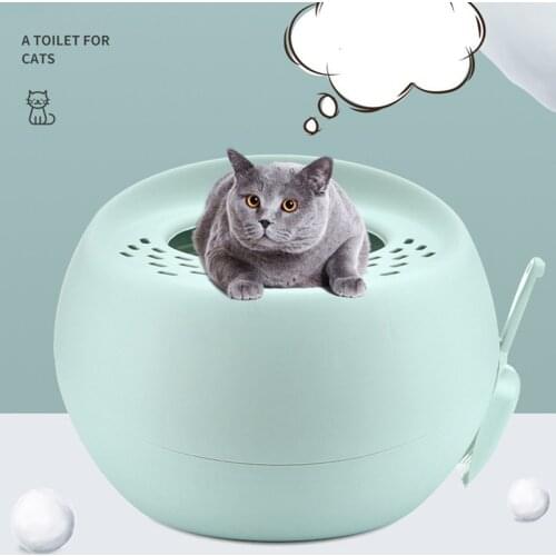 Totally Closed Cat Bedpan With Litter Scoop Top-Entry Kitten Potty Training Plastic Cats Sandbox Pet Pee Pad Tray Toilet