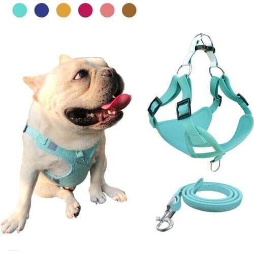 Dog Harness Vest No Pull Breathable Leash Harnesses Puppy Cat Cotton Collar Chien Pet French Bulldog Chihuahua Pug Lead Leash