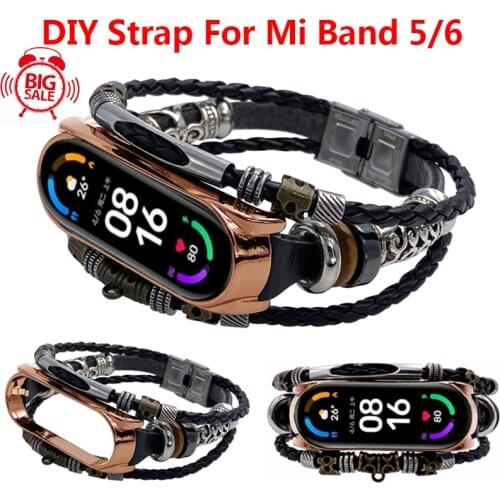 For Mi Band 6Strap Retro Genuine Leather Watch Band Bracelet For Xiaomi Mi Band 5 Wristband Accessories For Mi Band 4
