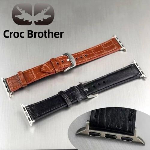 Luxury Genuine Leather Soft Calf Watchband 38 40 mm 42 44 mm Accessories Wristband for smart watch series 6 5 SE Watch band