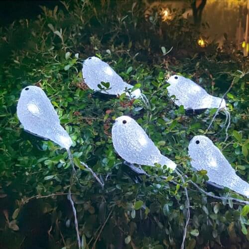Waterproof 5 LED Acrylic Bird Garland Lights String Christmas Home Garden Party Decoration Holiday Landscape Fairy Solar Lamp